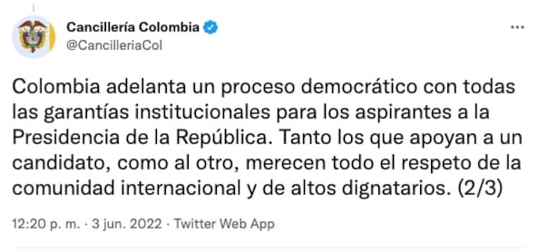 Cancillería de Colombia niega acusación de AMLO