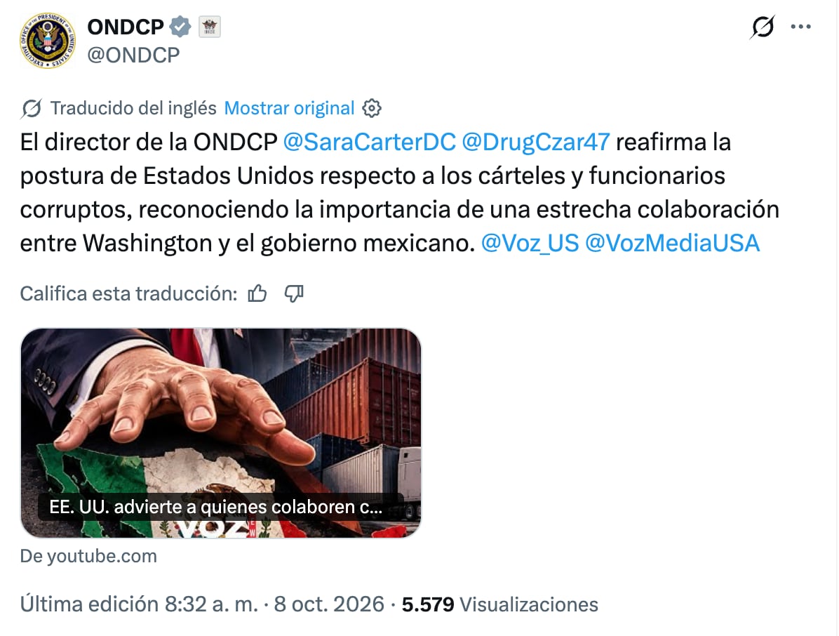 Sara Carter lanza advertencia a políticos que colaboren con cárteles