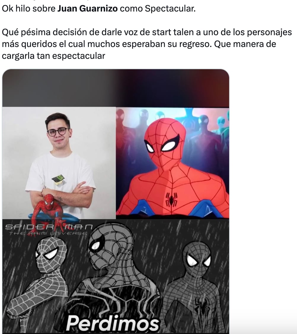 Memes se burlan de JuanSGuarnizo tras filtrarse su doblaje en Spider-Man: Across the Spider-Verse