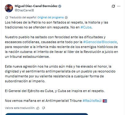 Díaz-Canel defiende a Raúl Castro frente a acusaciones de Estados Unidos