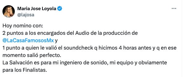 María José se queja del audio para su concierto en La Casa de los Famosos 2024.