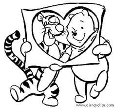 Plantillas para colorear en San Valentín: Winnie Pooh y Tigger