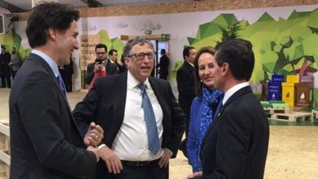 Biil Gates, el PM de Canadá Justin Trudeau y el presidente Peña Nieto, previo a la presentación de Mission Innovation en París.