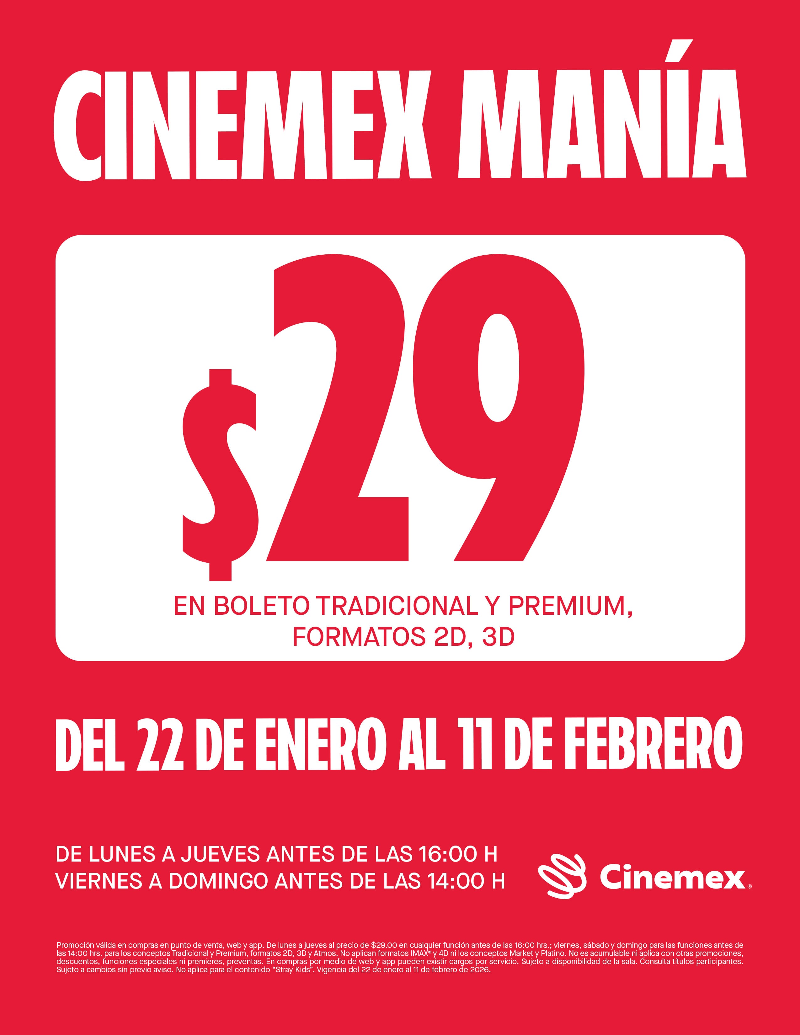 Boletos Cinemex Manía