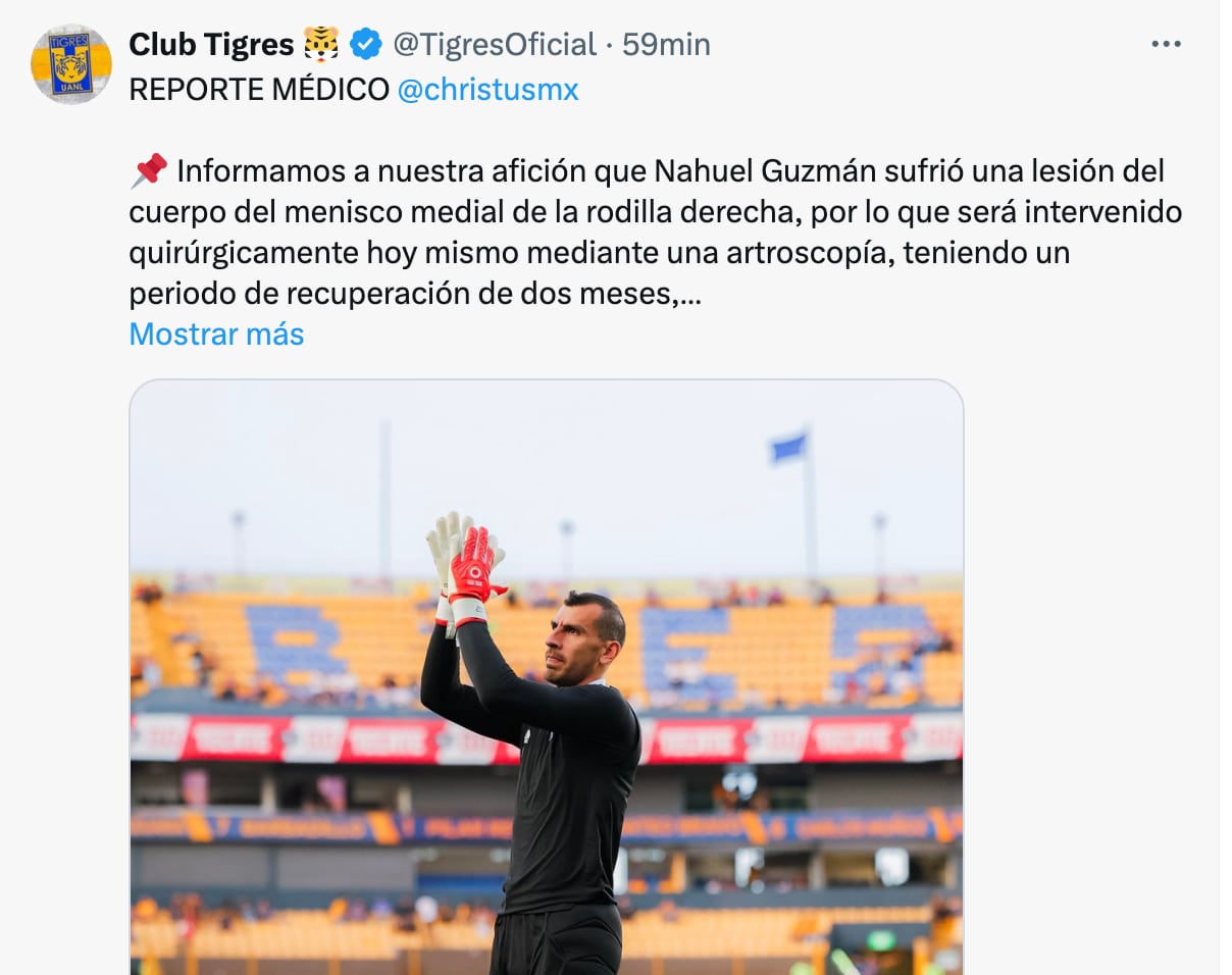 Nahuel Guzmán lesión