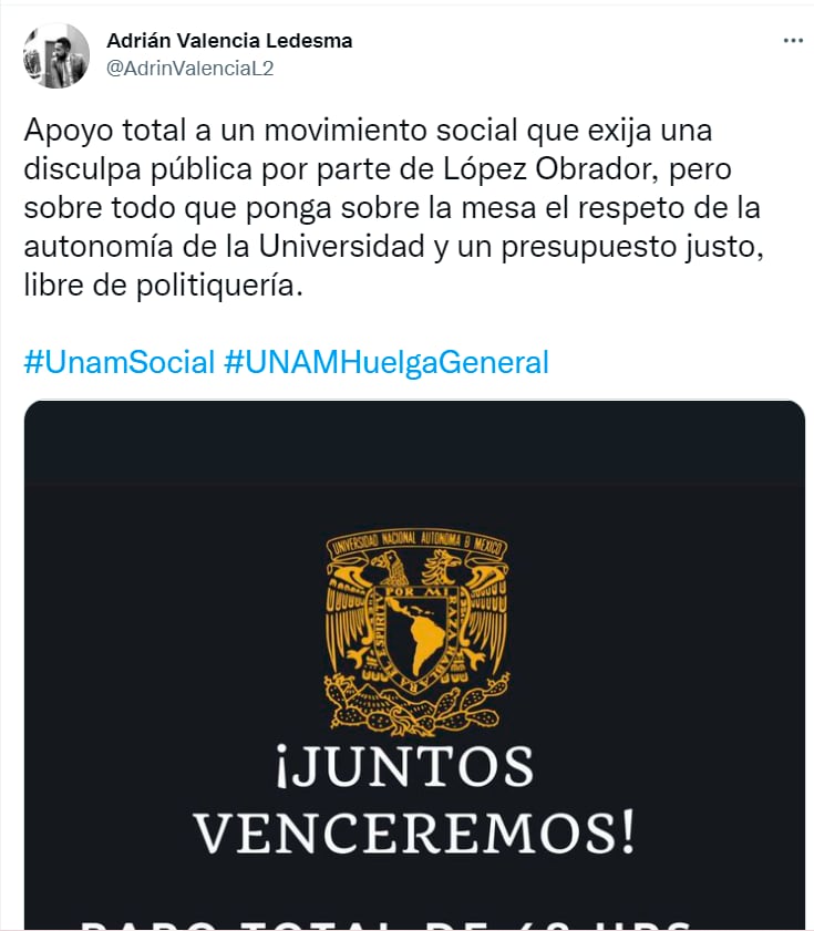 Convocan a paro en la UNAM/TWITTER