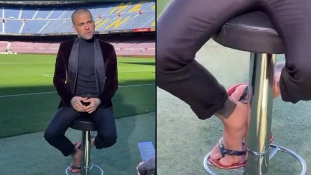 Dani Alves llegó en chanclas a su presentación con el Barça