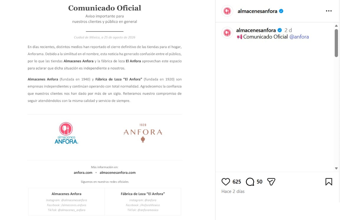 ¿Almacenes Ánfora cierra? Empresa aclara confusión por tiendas Anforama