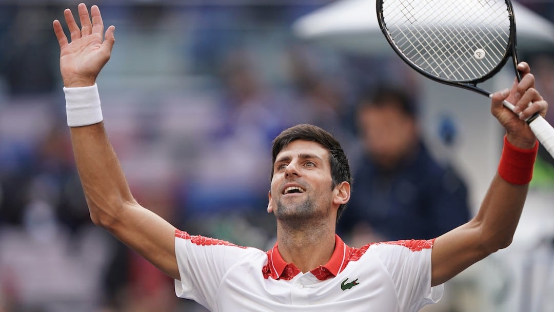 Novak Djokovic celebró así si triunfo.