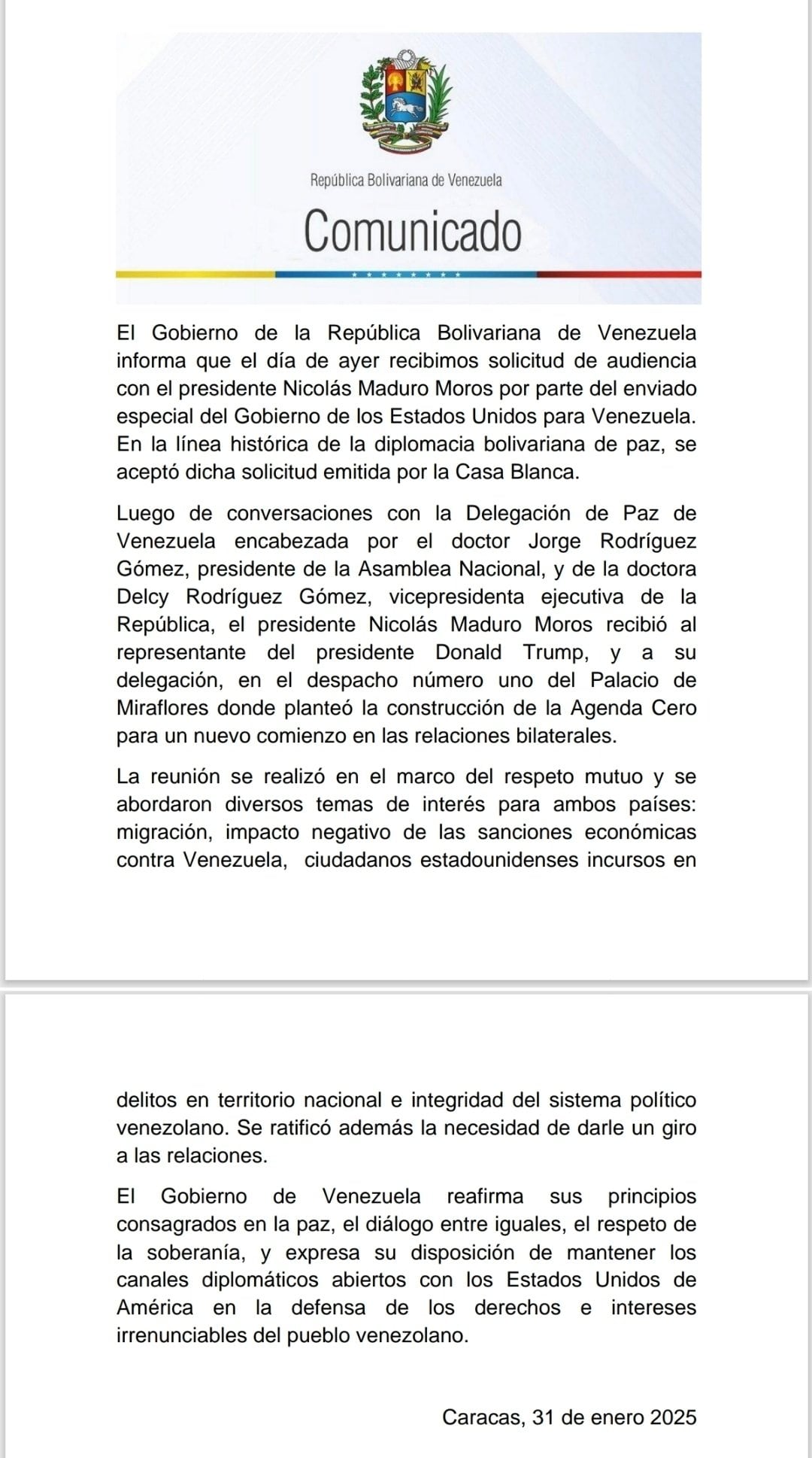 Venezuela y Estados Unidos
