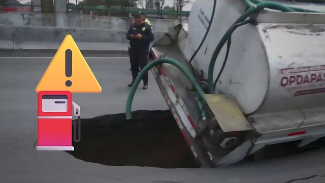 Pipa de gas cae en socavón cerca de una gasolinera en Hermosillo