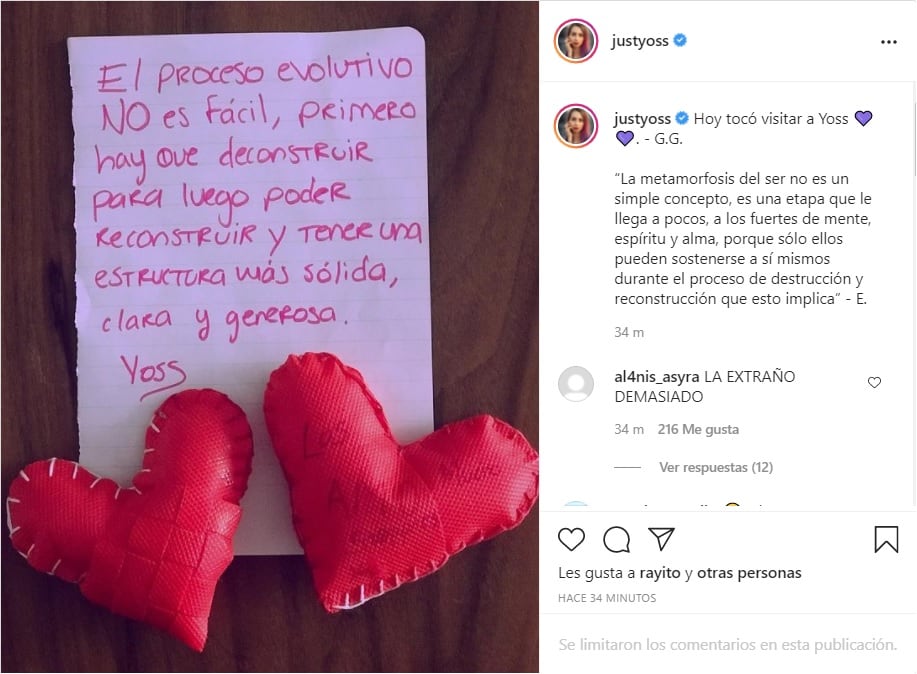 YosStop publica mensaje en Instagram