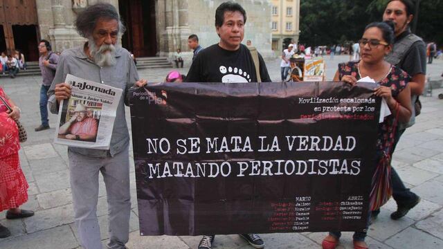 Protesta contra la violencia a periodistas en México.