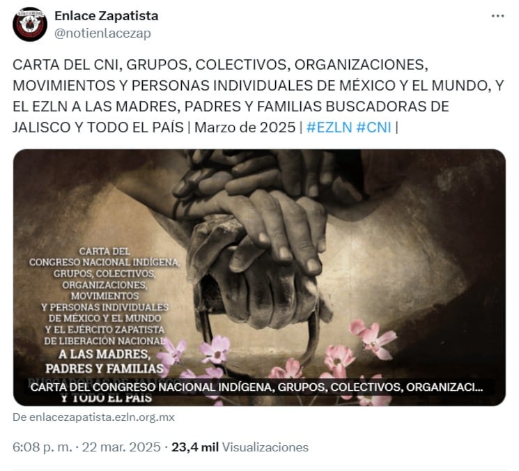 EZLN y su carta a madres buscadoras por Teuchitlán