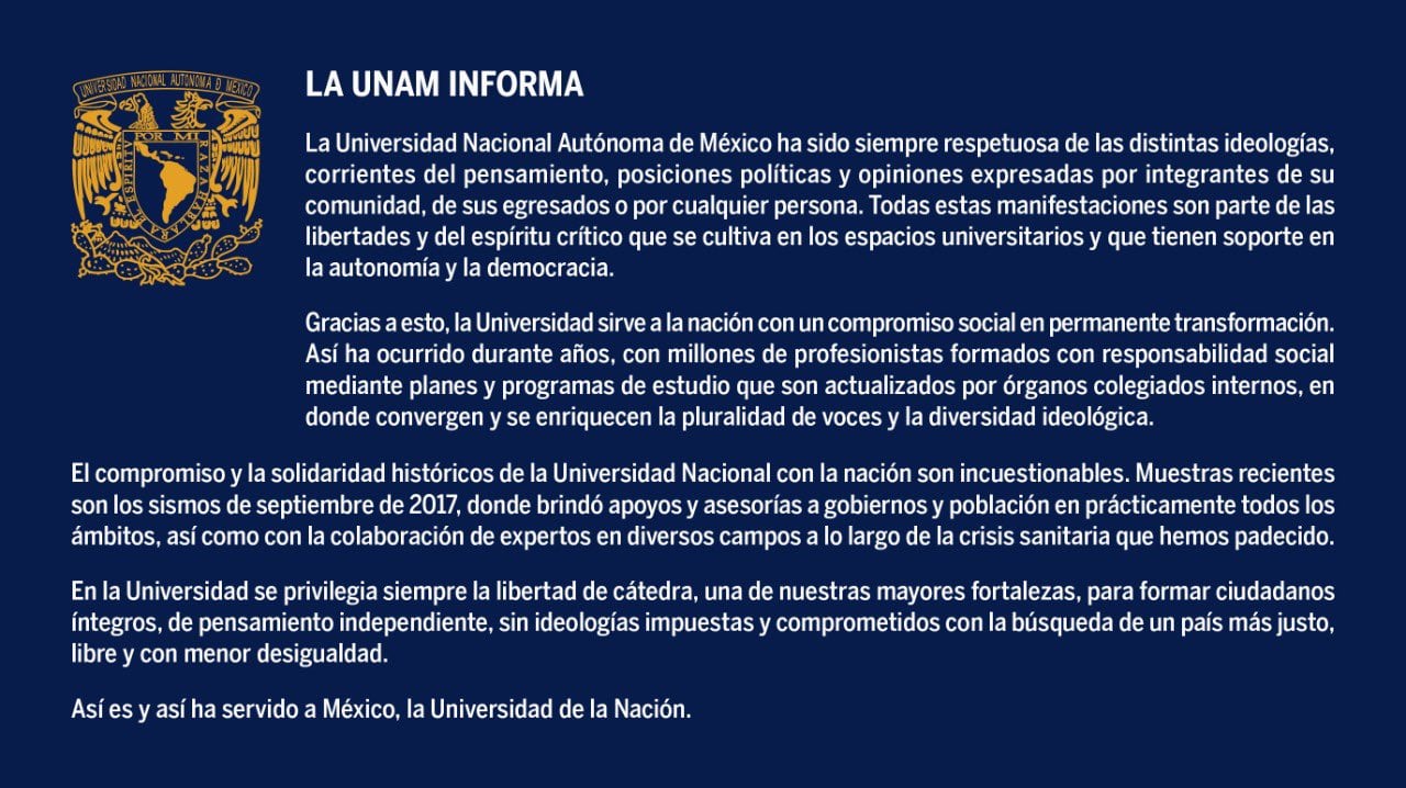 Comunicado de la UNAM