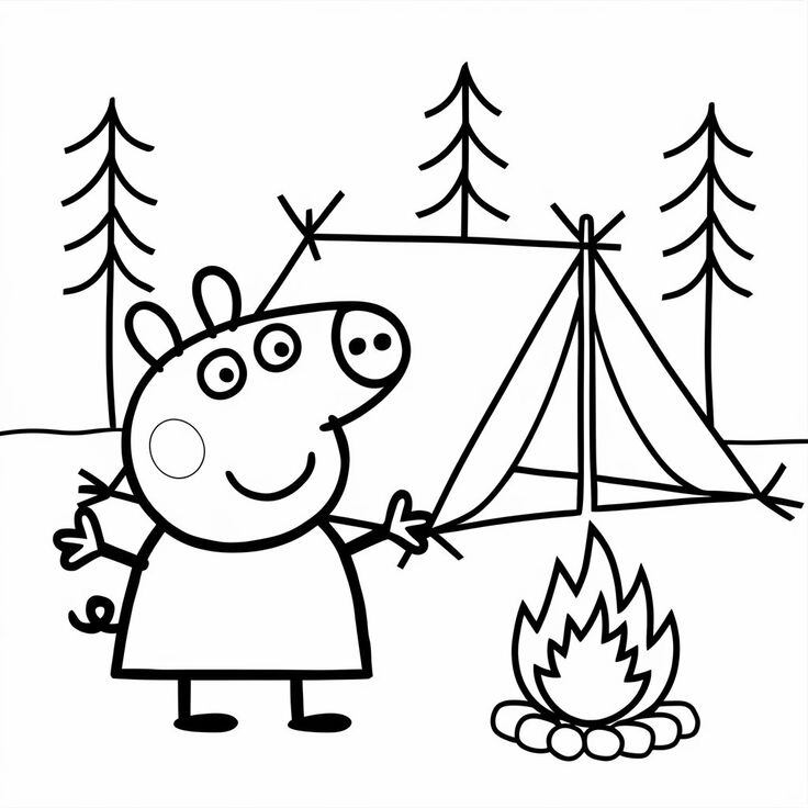 Dibujos de Peppa Pig en el bosque para colorear