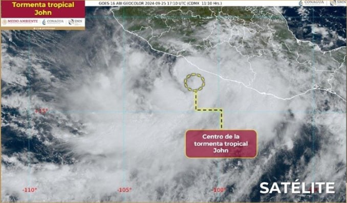 Tormenta tropical John hoy 25 de septiembre en Guerrero