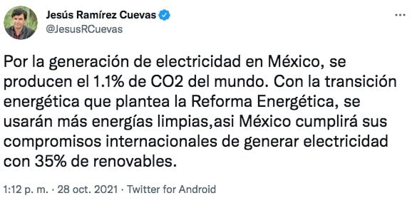 Tuit de Jesús Ramírez