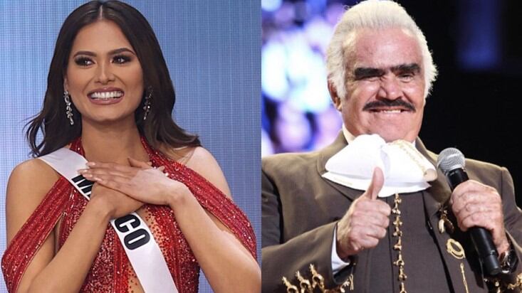 Andrea Meza lamenta muerte de Vicente Fernández previo a entregar corona de Miss Universo