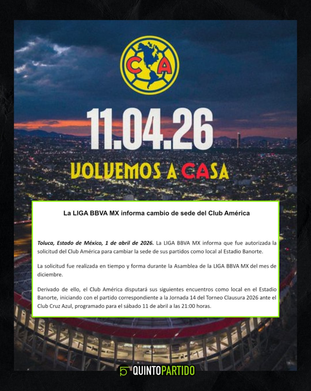 El regreso del América al Estadio Banorte