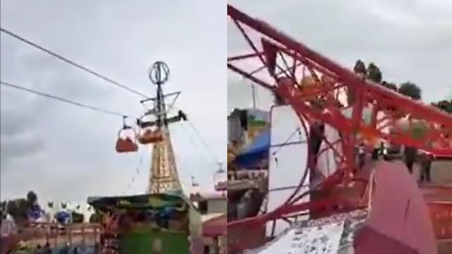 Se cae torre de teleférico en feria del Estado de México