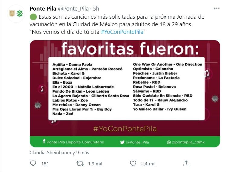 Publicación de Ponte Pila en Twitter