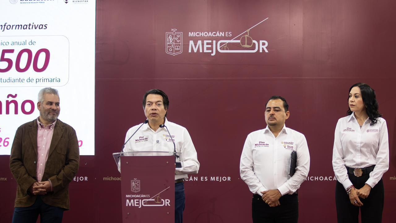 Mario Delgado y Alfredo Ramírez anuncian nueva beca universal para estudiantes de Michoacán