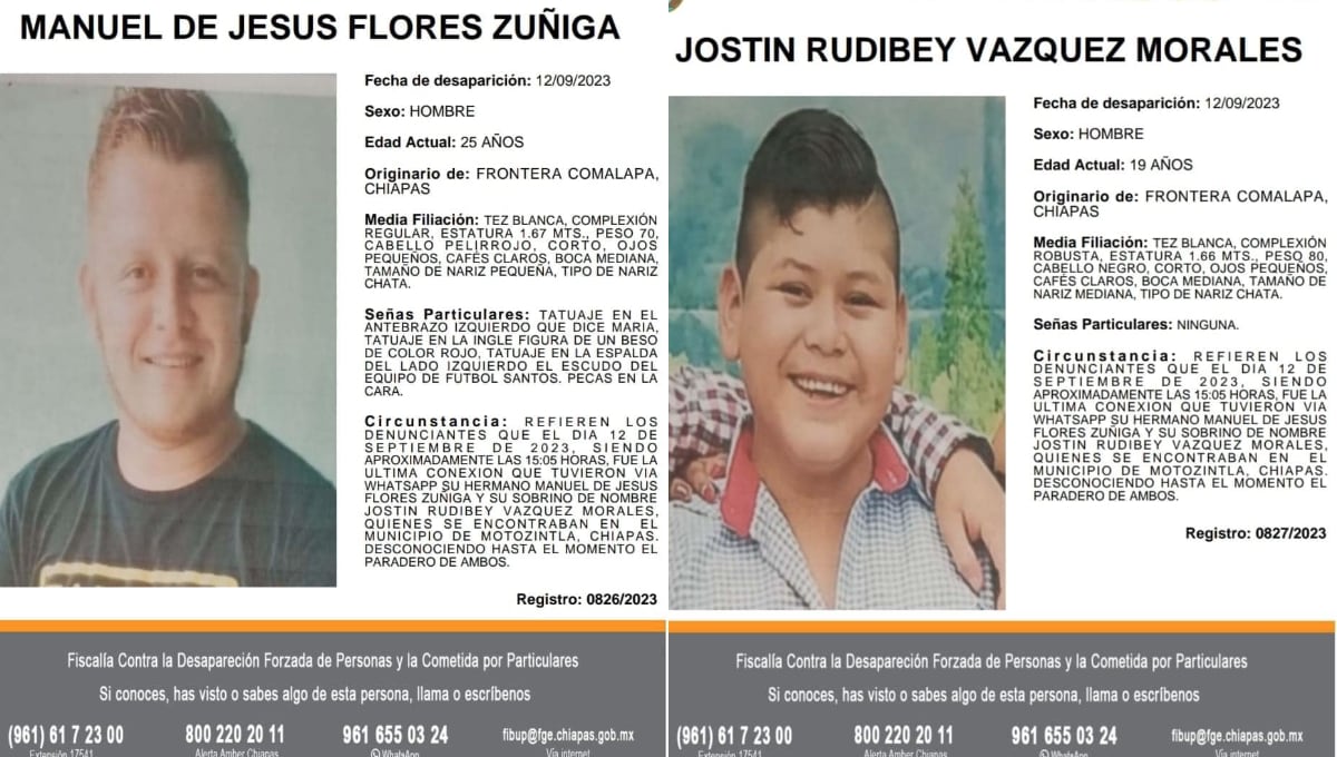 Fichas de búsqueda de Manuel y Jostin