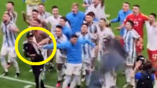 Jugadores de Argentina empujan a guardia