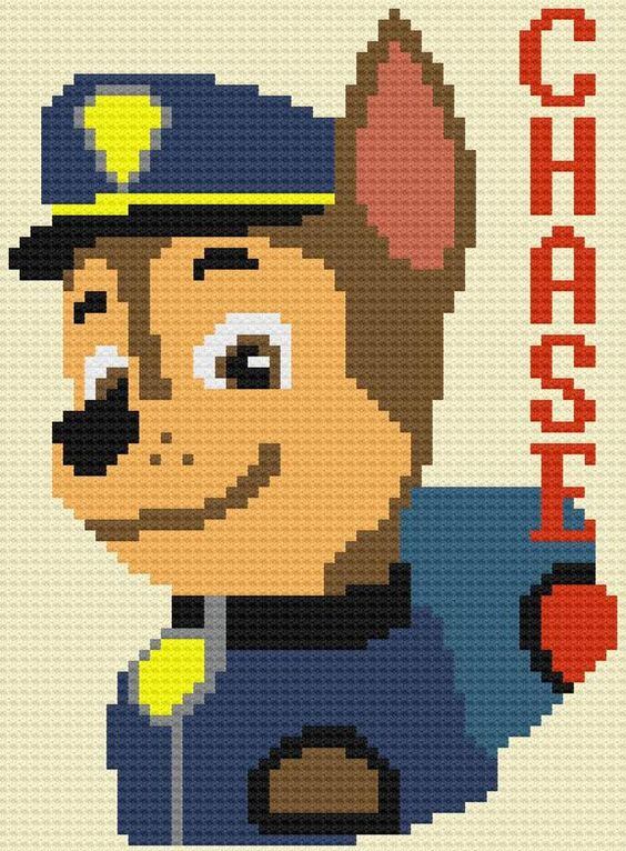 Chase de Paw Patrol en punto de cruz