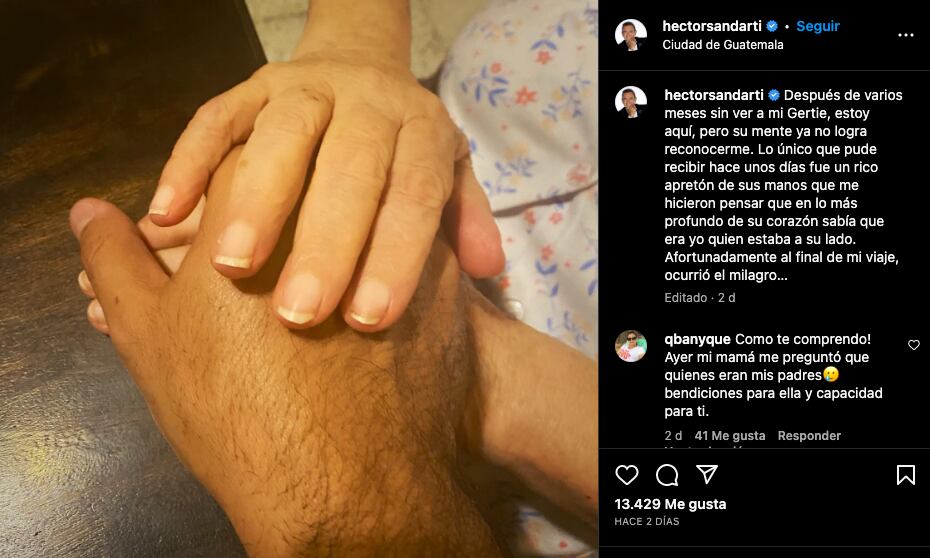 Héctor Sandarti revela que su mamá ya no lo reconoce