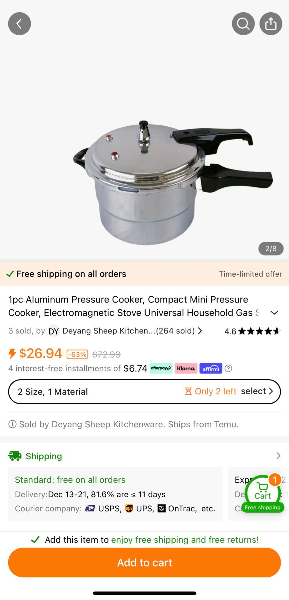 Olla express que la mamá compró en Temu.