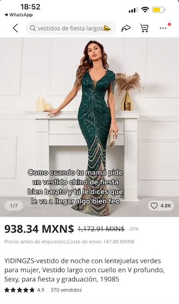 Mujer compra vestido en línea