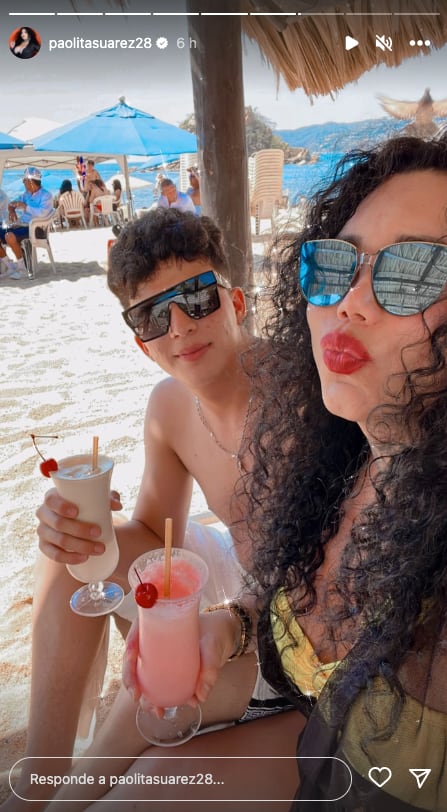 Paola Suárez y su novio en Acapulco