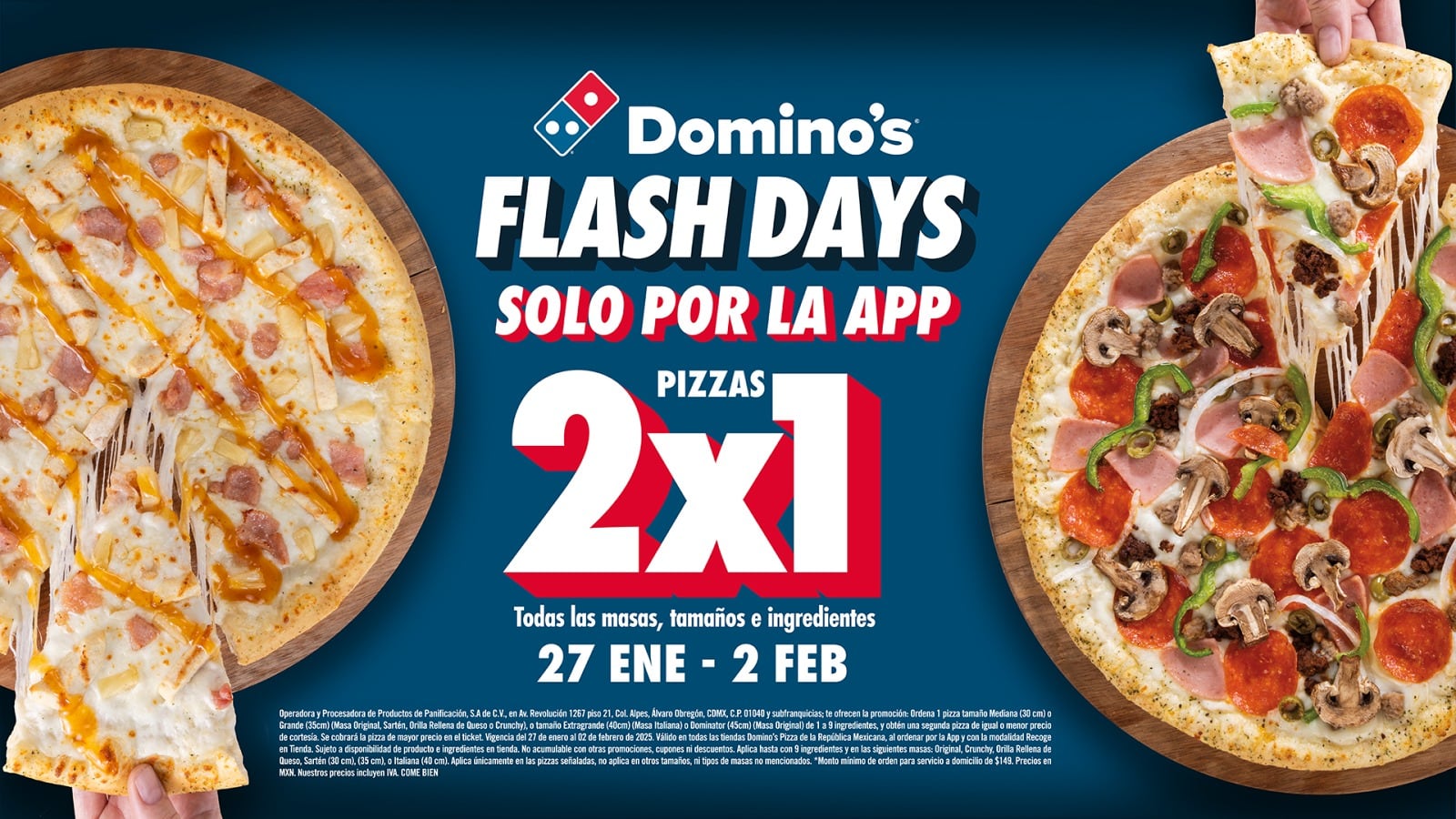 ¿Qué día hay 2X1 en Domino's Pizza?