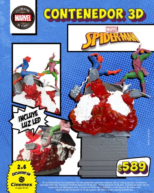 Palomera de Spider-Man y Duende Verde en Cinemex