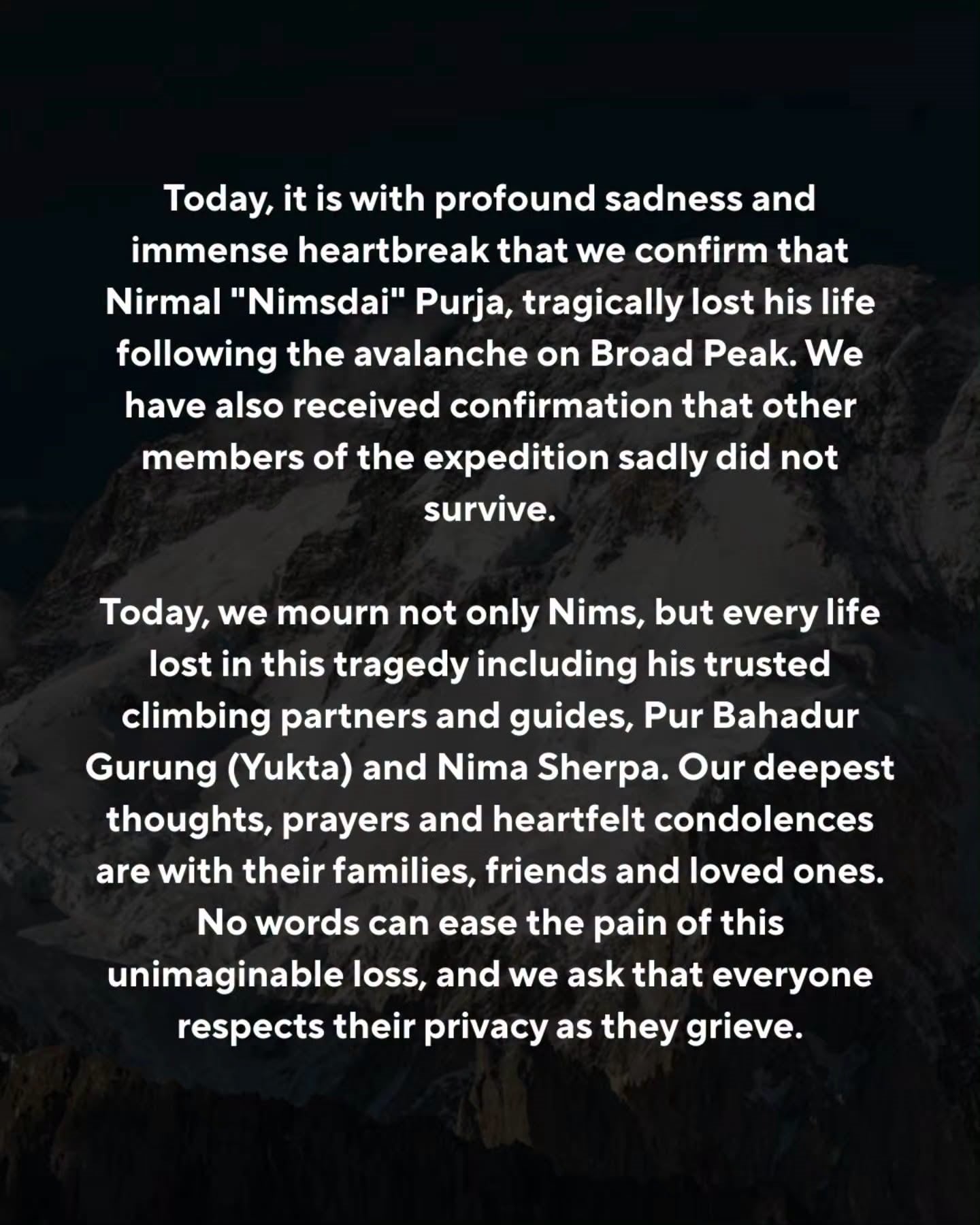 Muere Nirmal Purja en avalancha en el Broad Peak; iba con un grupo de alpinistas