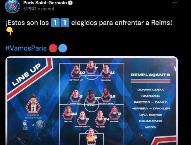Alineación PSG vs Reims