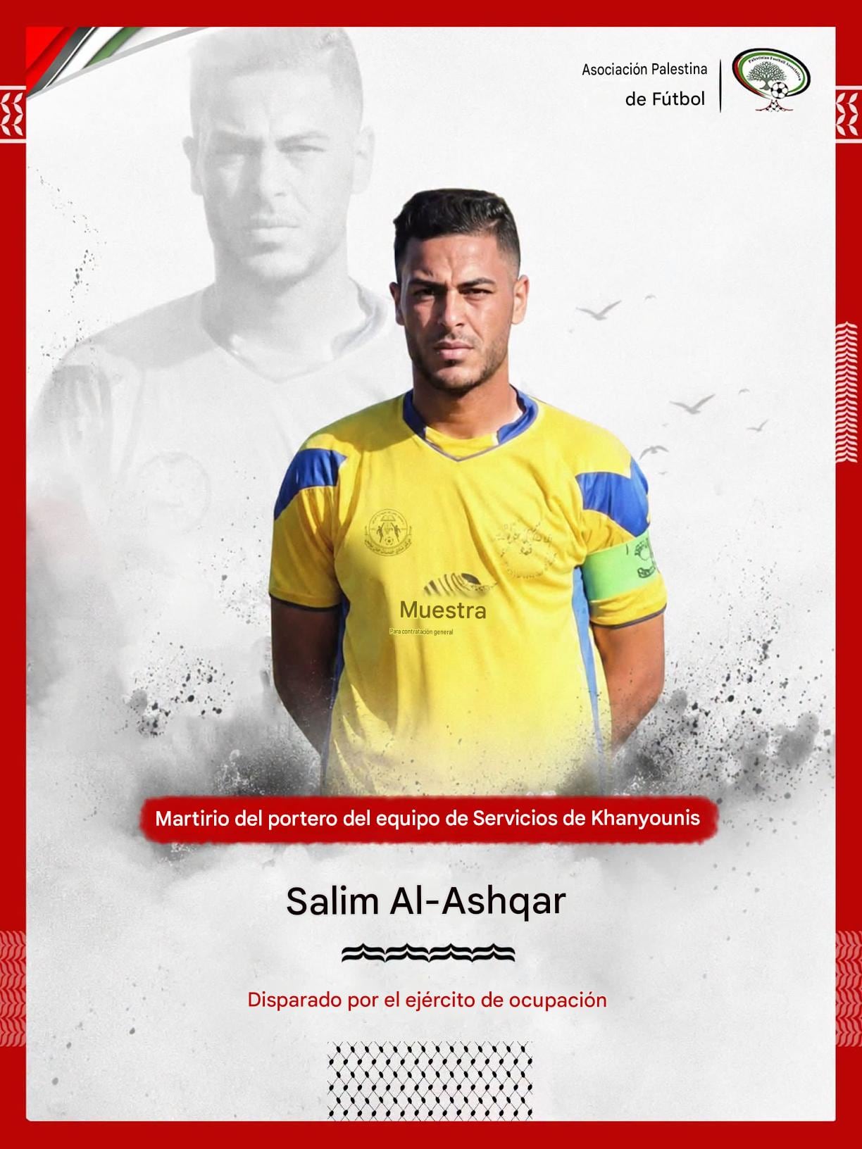 PFA confirma la muerte de Saleem Al-Ashqar por el ejército de Israel (traducido).