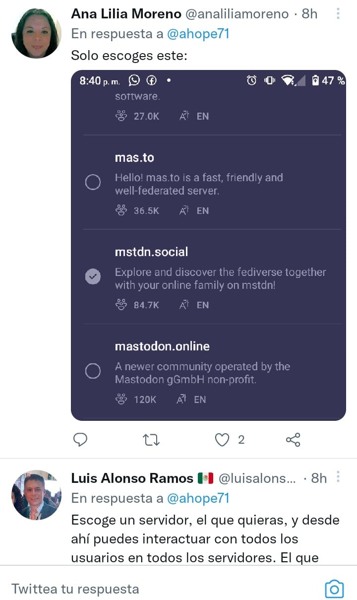 Tuit sobre Mastodon