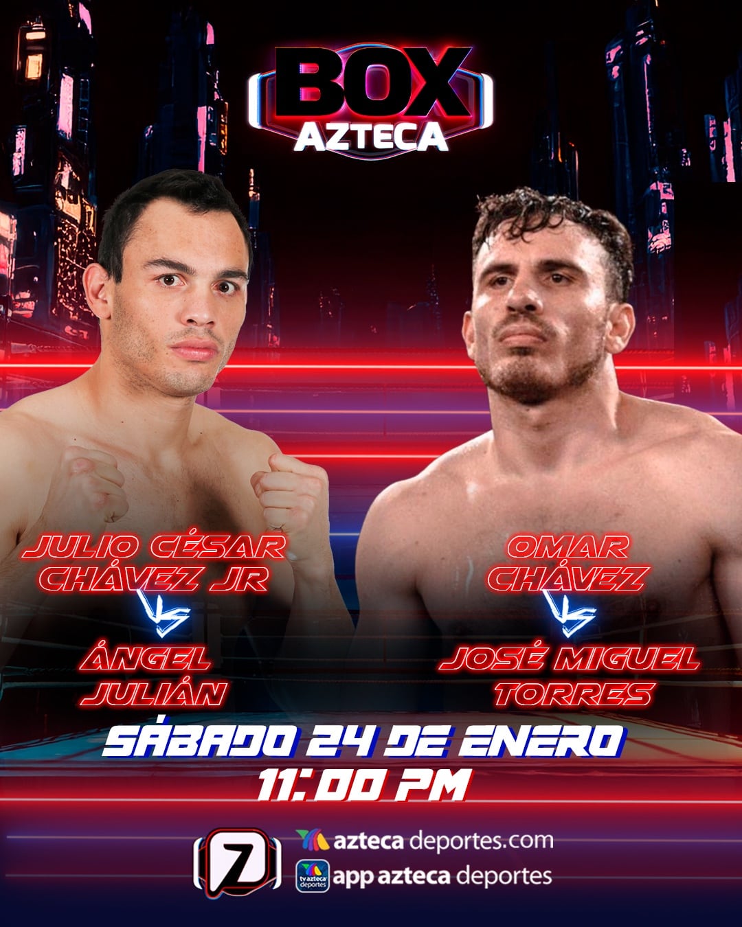 Omar Chávez Julio y César Chávez peleando el sábado 24 de enero por Box Azteca