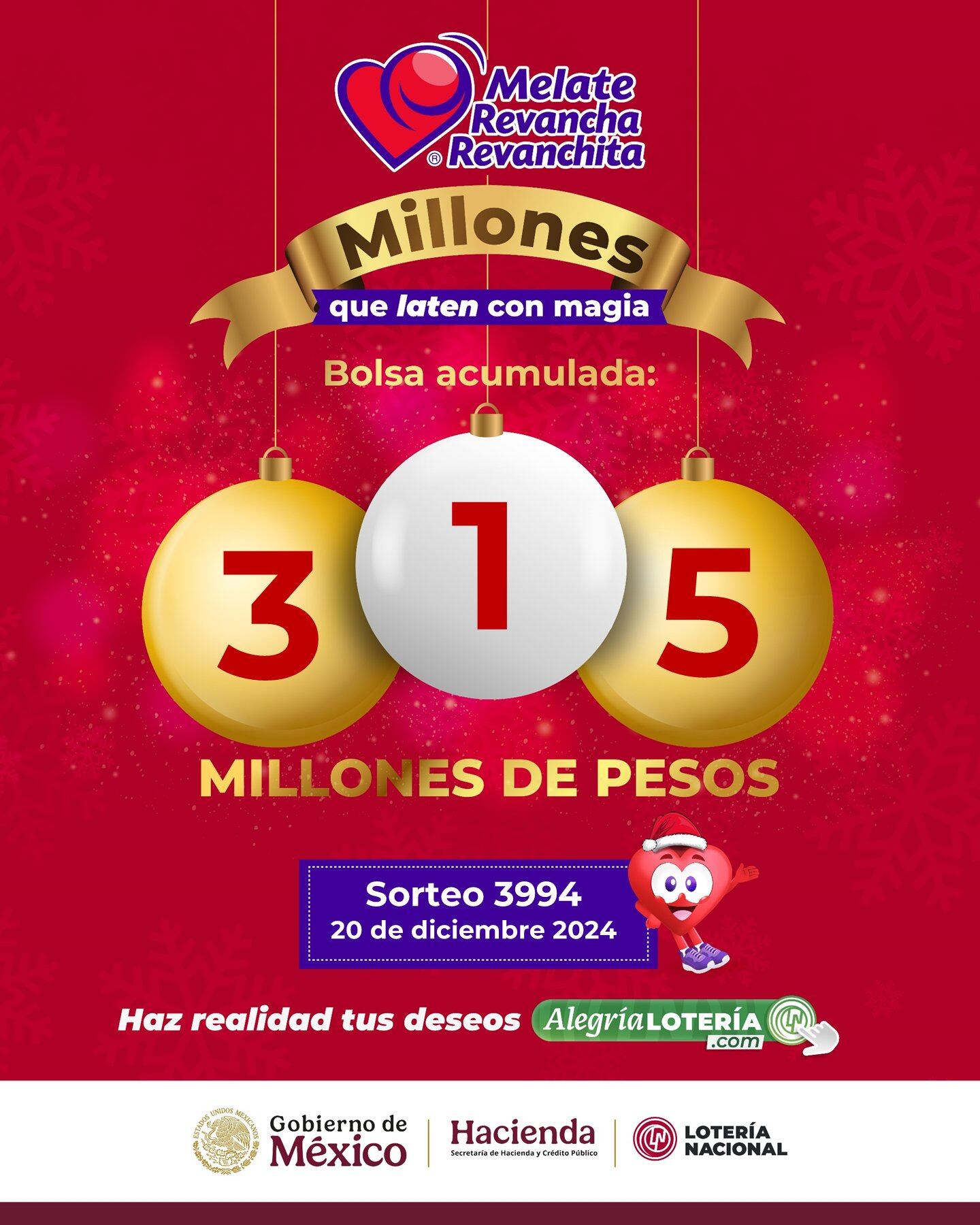 Resultados Sorteo Melate, Revancha y Revanchita 3994 de Lotería Nacional: Estos son los números ganadores