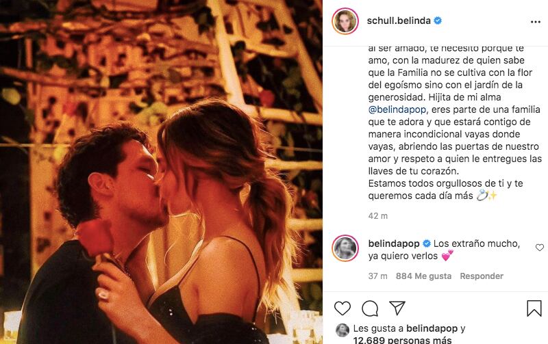 Madre de Belinda reacciona al compromiso