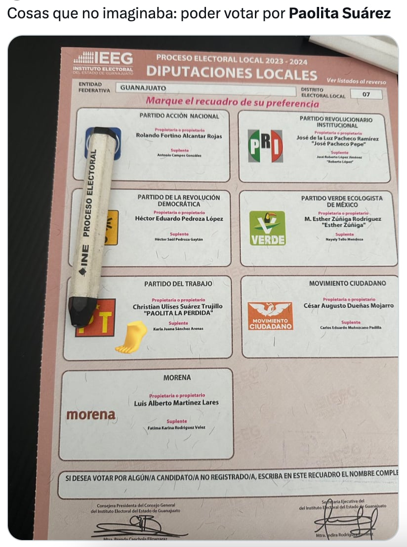 Fans de Votos Paolita Suárez presumen su voto en las elecciones Guanajuato 2024