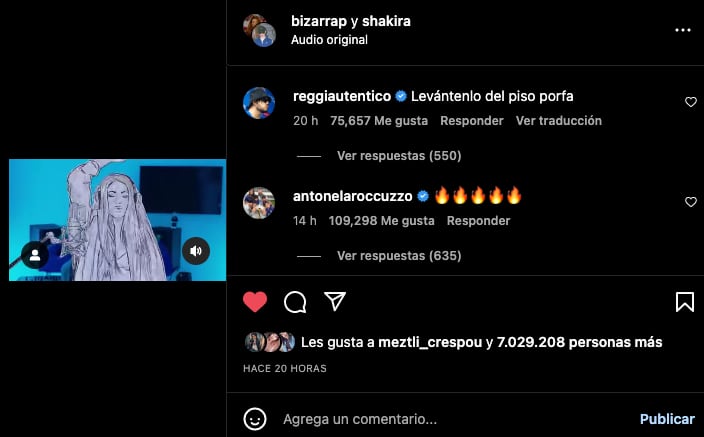 Antonela Rocuzzo también muestra el apoyo a Shakira