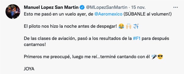 Tuit sobre el piloto