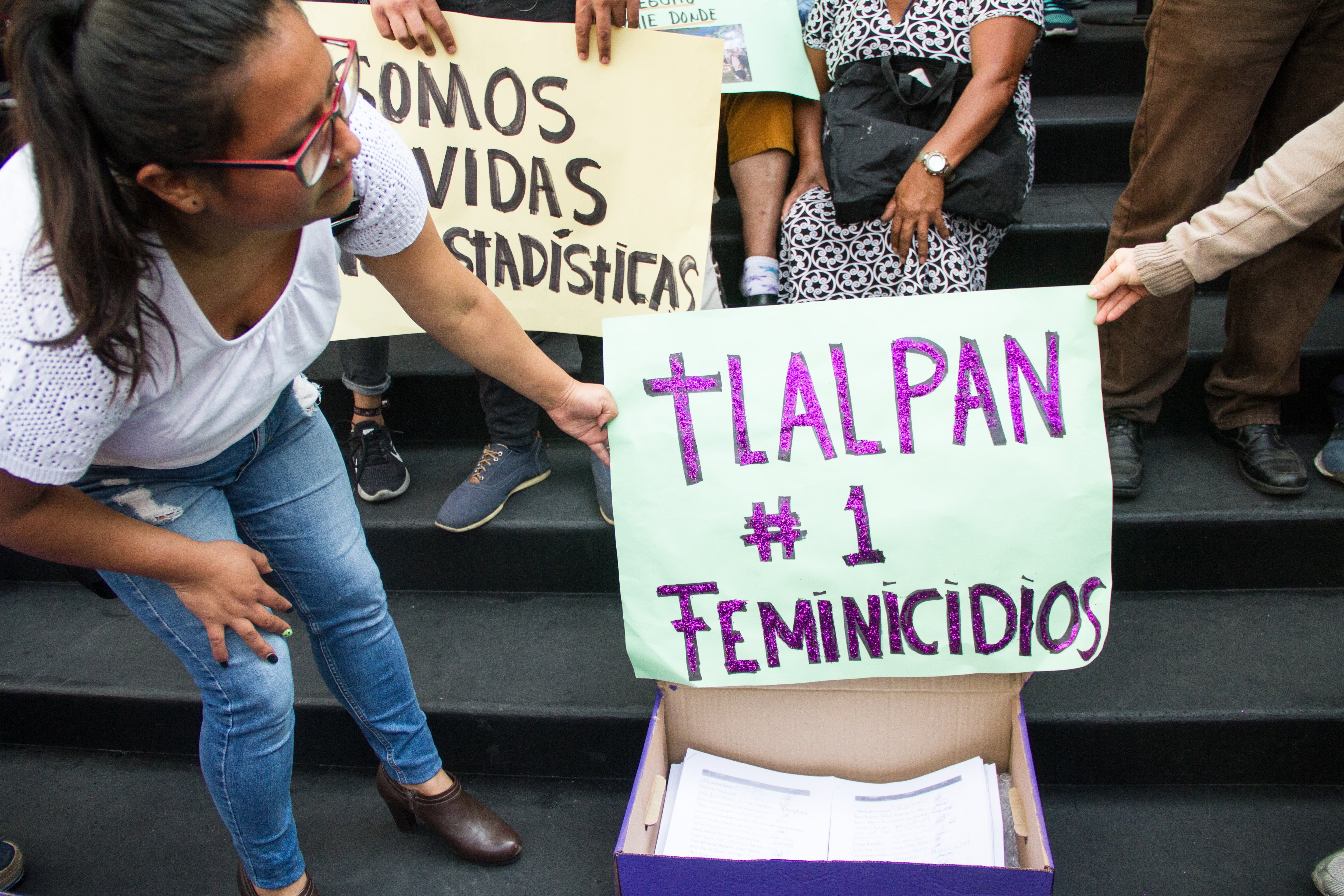 Protesta por feminicidios en Tlalpan.