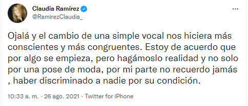 Claudia Ramírez sobre video compañere.