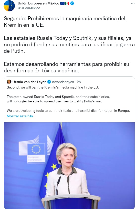 Tuit de la Unión Europea en México