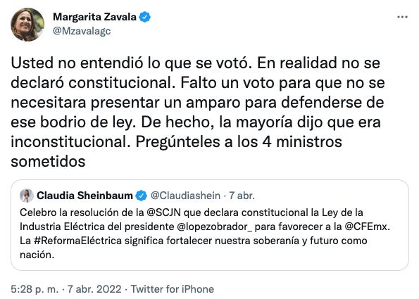 Margarita Zavala critica a Claudia Sheinbaum